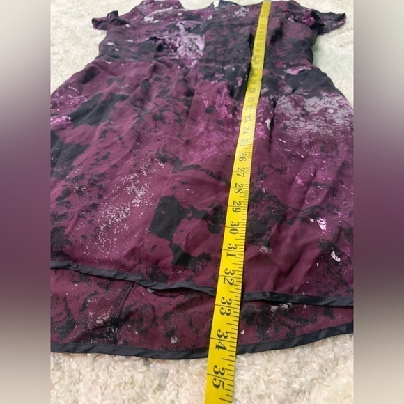 Rag and Bone 100% Silk Mini Dress US Size 8 Purple black white abatract - Picture 10 of 12